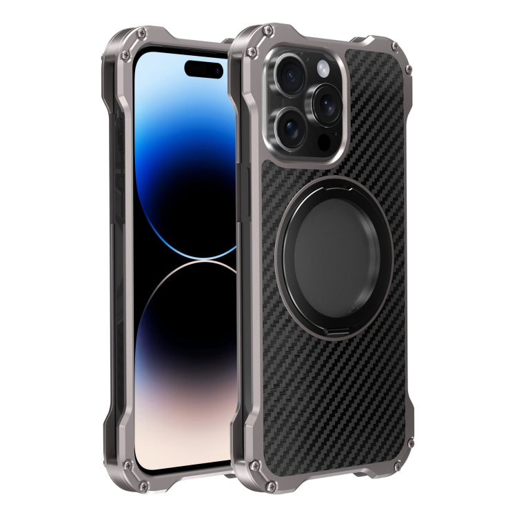 R-JUST RJ51-1 Hollow Rotating Holder MagSafe Magnetic Metal Phone Case, For iPhone 16 Pro Max����...