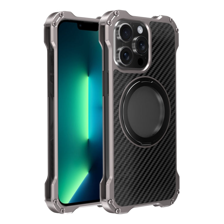 R-JUST RJ51-1 Hollow Rotating Holder MagSafe Magnetic Metal Phone Case, For iPhone 16 Pro Max����...