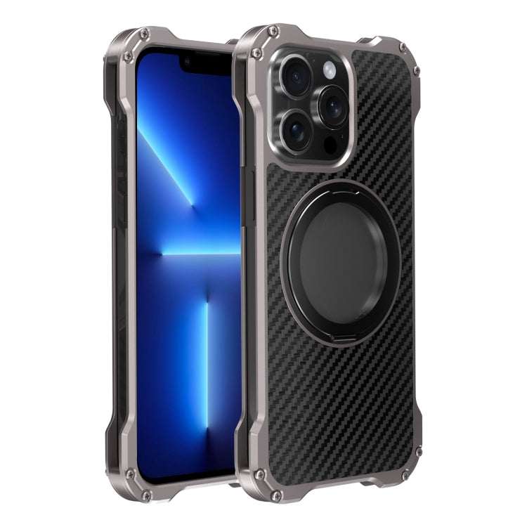 R-JUST RJ51-1 Hollow Rotating Holder MagSafe Magnetic Metal Phone Case, For iPhone 16 Pro Max����...