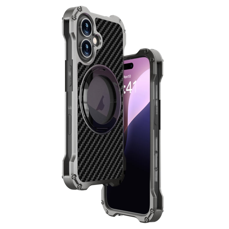 R-JUST RJ51-1 Hollow Rotating Holder MagSafe Magnetic Metal Phone Case, For iPhone 16 Pro Max����...