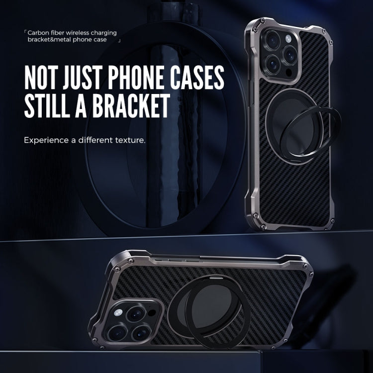 R-JUST RJ51-1 Hollow Rotating Holder MagSafe Magnetic Metal Phone Case, For iPhone 16 Pro Max����...