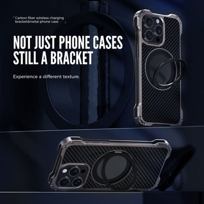 R-JUST RJ51-1 Hollow Rotating Holder MagSafe Magnetic Metal Phone Case, For iPhone 16 Pro Max����...