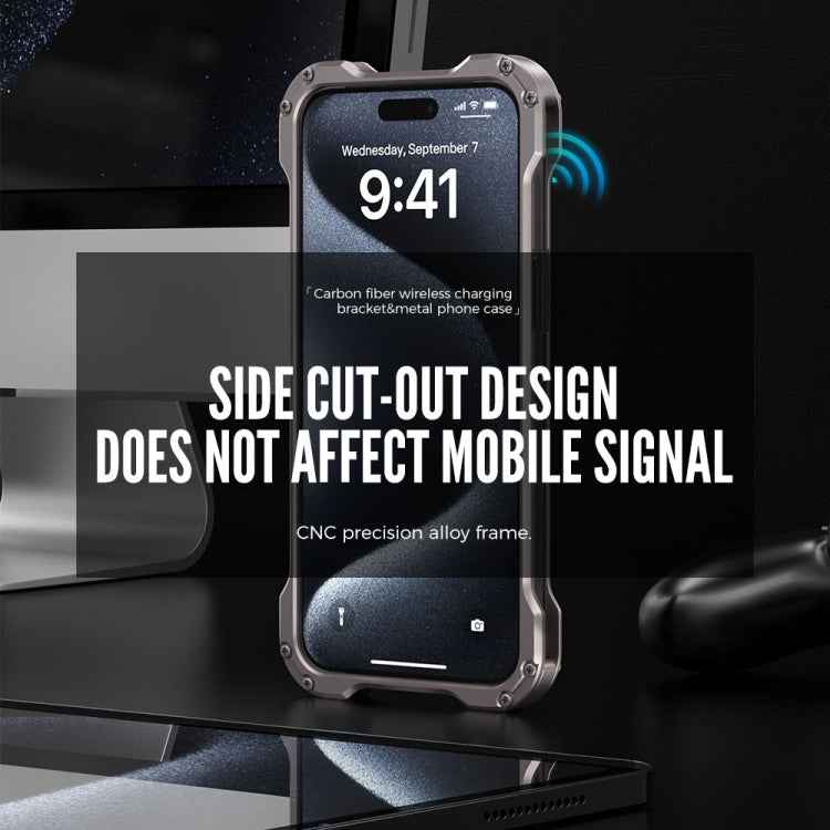 R-JUST RJ51-1 Hollow Rotating Holder MagSafe Magnetic Metal Phone Case, For iPhone 16 Pro Max����...