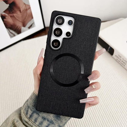 Magsafe Magnetic Ring Cloth Texture Phone Case, For Samsung Galaxy S25 5G������������������������...