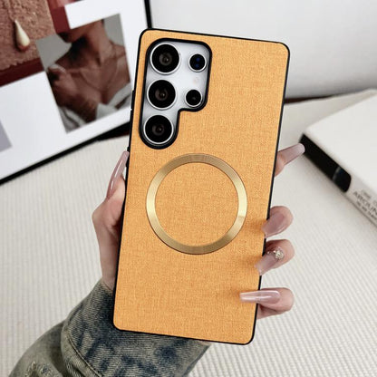 Magsafe Magnetic Ring Cloth Texture Phone Case, For Samsung Galaxy S25 5G������������������������...