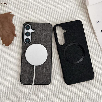 Magsafe Magnetic Ring Cloth Texture Phone Case, For Samsung Galaxy S25 5G������������������������...