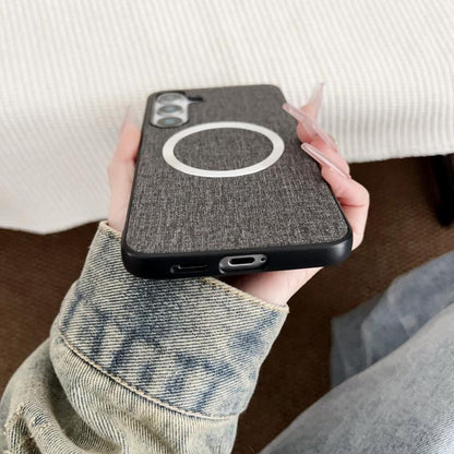 Magsafe Magnetic Ring Cloth Texture Phone Case, For Samsung Galaxy S25 5G������������������������...