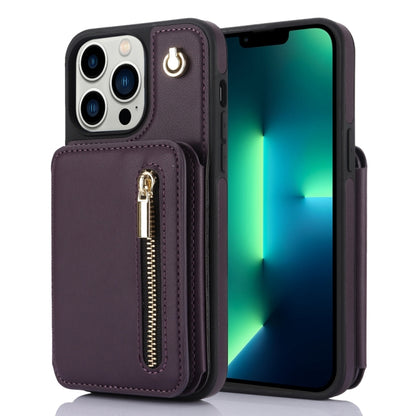 YM006 Skin Feel Zipper Card Bag Phone Case with Dual Lanyard, For iPhone 13 Pro Max��������������...