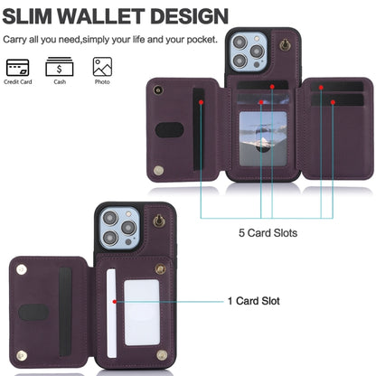 YM006 Skin Feel Zipper Card Bag Phone Case with Dual Lanyard, For iPhone 13 Pro Max��������������...
