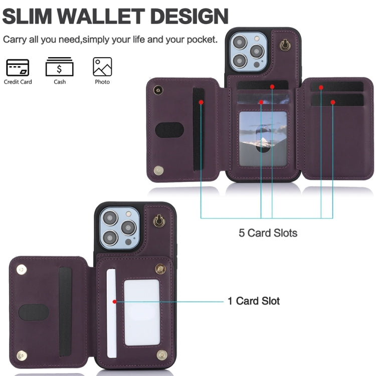 YM006 Skin Feel Zipper Card Bag Phone Case with Dual Lanyard, For iPhone 13 Pro Max��������������...