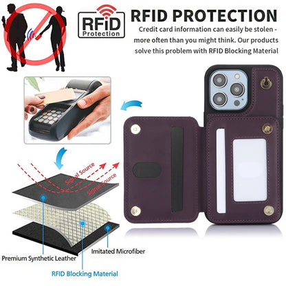 YM006 Skin Feel Zipper Card Bag Phone Case with Dual Lanyard, For iPhone 13 Pro Max��������������...