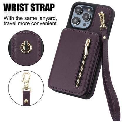YM006 Skin Feel Zipper Card Bag Phone Case with Dual Lanyard, For iPhone 13 Pro Max��������������...