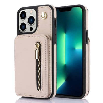YM006 Skin Feel Zipper Card Bag Phone Case with Dual Lanyard, For iPhone 13 Pro Max��������������...