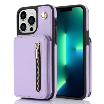 YM006 Skin Feel Zipper Card Bag Phone Case with Dual Lanyard, For iPhone 13 Pro Max��������������...