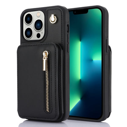 YM006 Skin Feel Zipper Card Bag Phone Case with Dual Lanyard, For iPhone 13 Pro Max��������������...