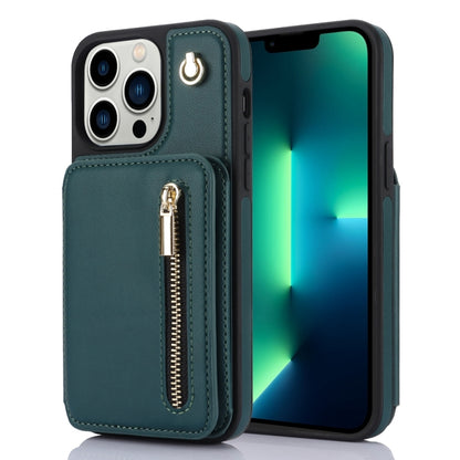 YM006 Skin Feel Zipper Card Bag Phone Case with Dual Lanyard, For iPhone 13 Pro Max��������������...