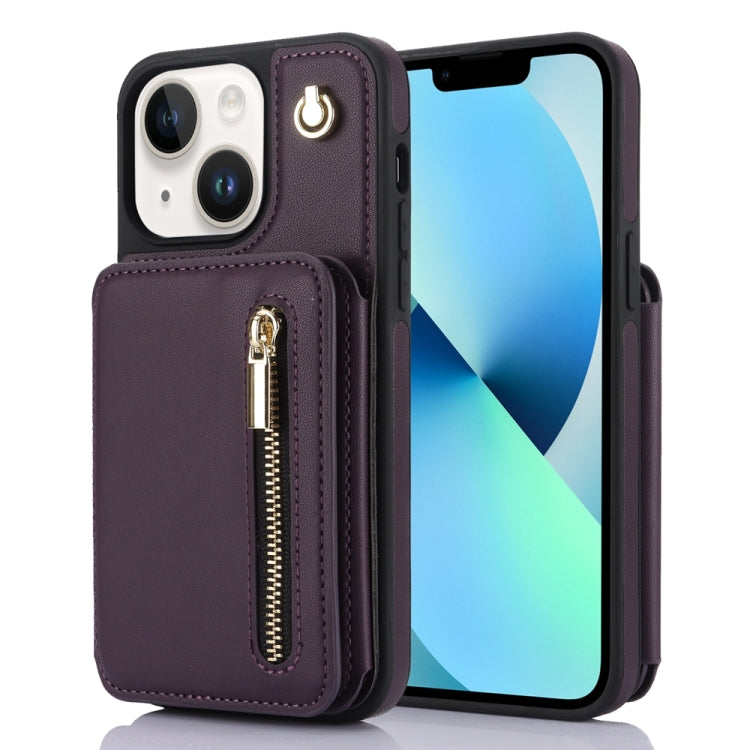 YM006 Skin Feel Zipper Card Bag Phone Case with Dual Lanyard, For iPhone 13 Pro Max��������������...