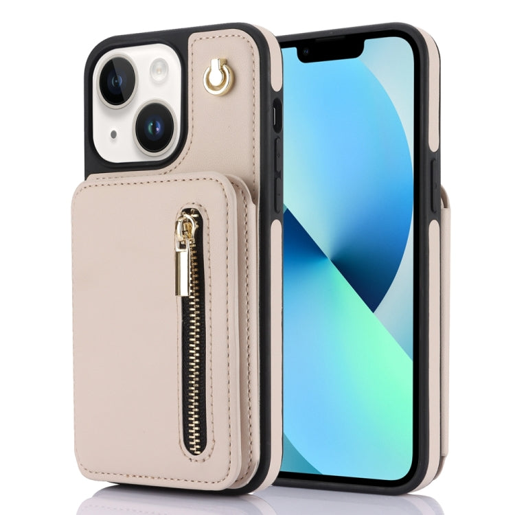YM006 Skin Feel Zipper Card Bag Phone Case with Dual Lanyard, For iPhone 13 Pro Max��������������...