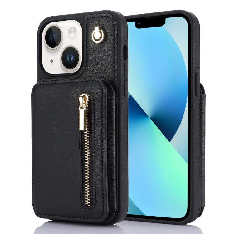 YM006 Skin Feel Zipper Card Bag Phone Case with Dual Lanyard, For iPhone 13 Pro Max��������������...