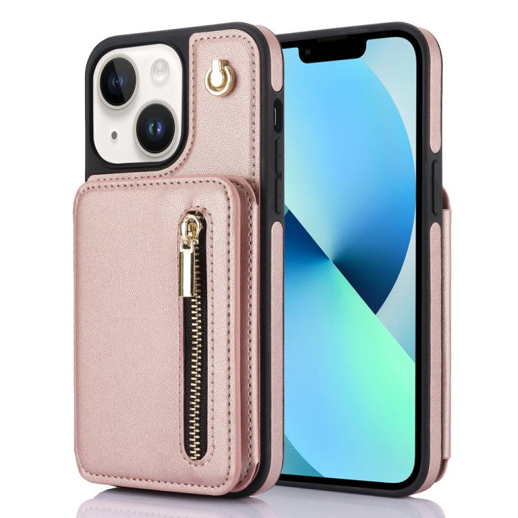 YM006 Skin Feel Zipper Card Bag Phone Case with Dual Lanyard, For iPhone 13 Pro Max��������������...