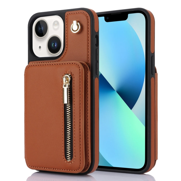 YM006 Skin Feel Zipper Card Bag Phone Case with Dual Lanyard, For iPhone 13 Pro Max��������������...