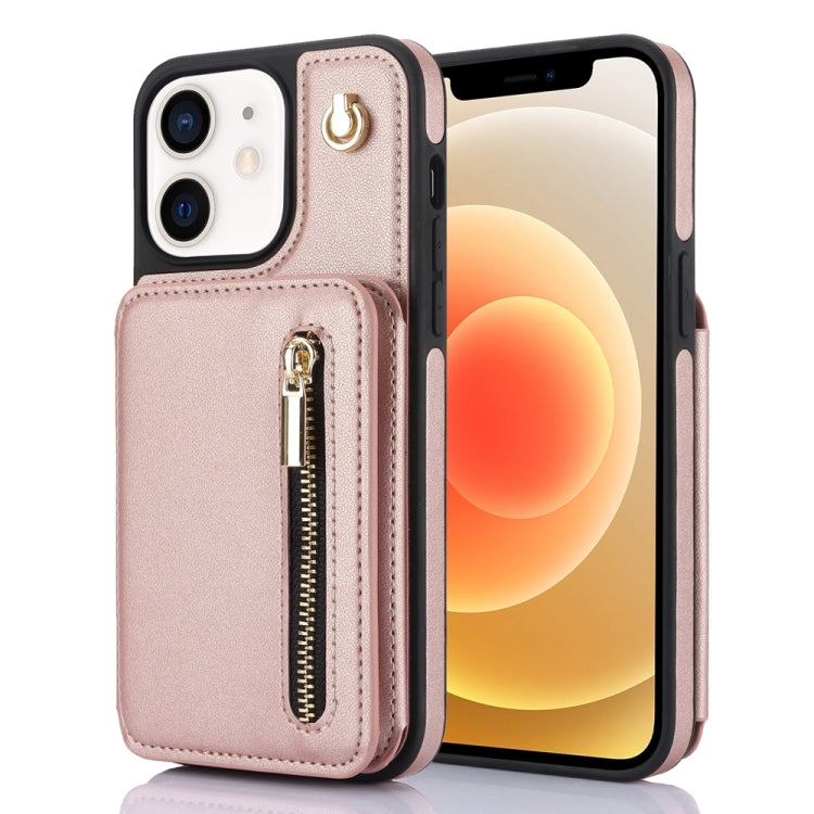 YM006 Skin Feel Zipper Card Bag Phone Case with Dual Lanyard, For iPhone 13 Pro Max��������������...