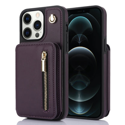 YM006 Skin Feel Zipper Card Bag Phone Case with Dual Lanyard, For iPhone 13 Pro Max��������������...