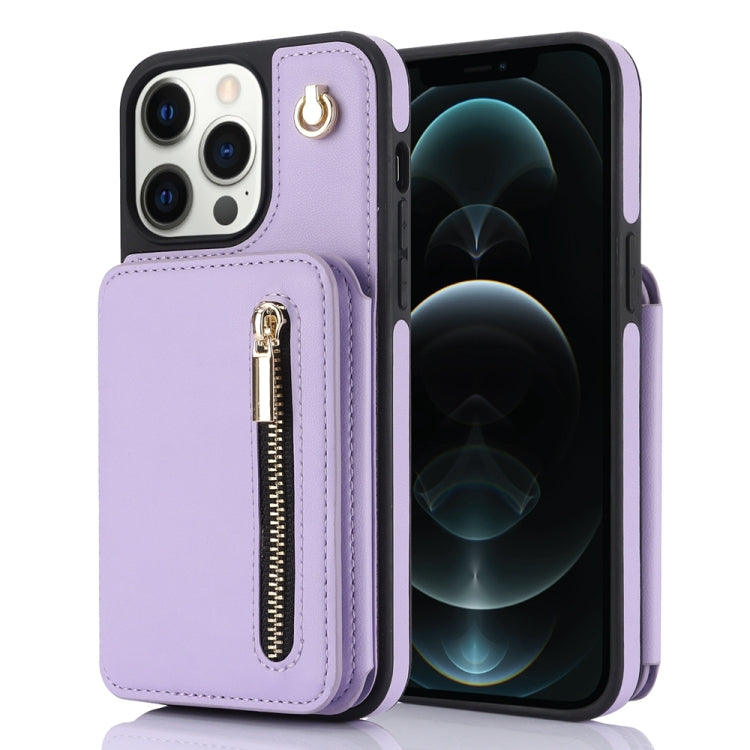 YM006 Skin Feel Zipper Card Bag Phone Case with Dual Lanyard, For iPhone 13 Pro Max��������������...