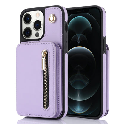 YM006 Skin Feel Zipper Card Bag Phone Case with Dual Lanyard, For iPhone 13 Pro Max��������������...
