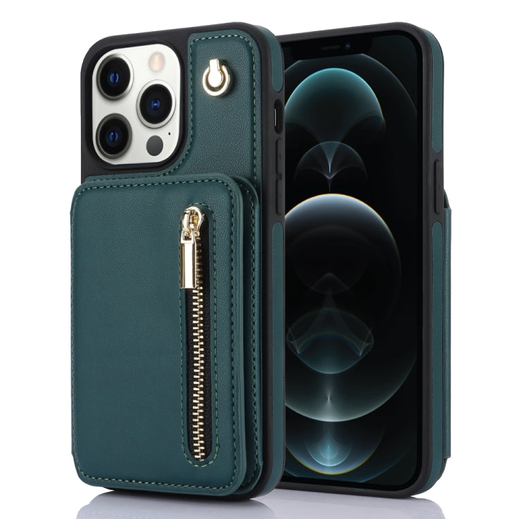YM006 Skin Feel Zipper Card Bag Phone Case with Dual Lanyard, For iPhone 13 Pro Max��������������...