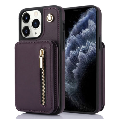 YM006 Skin Feel Zipper Card Bag Phone Case with Dual Lanyard, For iPhone 13 Pro Max��������������...