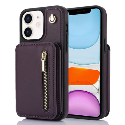 YM006 Skin Feel Zipper Card Bag Phone Case with Dual Lanyard, For iPhone 13 Pro Max��������������...