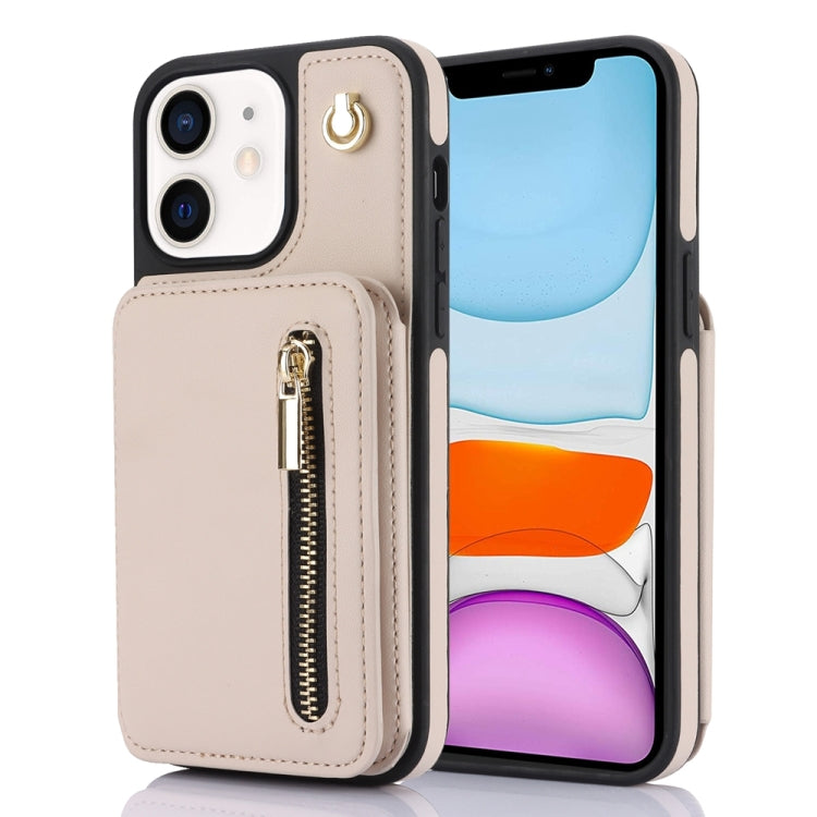 YM006 Skin Feel Zipper Card Bag Phone Case with Dual Lanyard, For iPhone 13 Pro Max��������������...