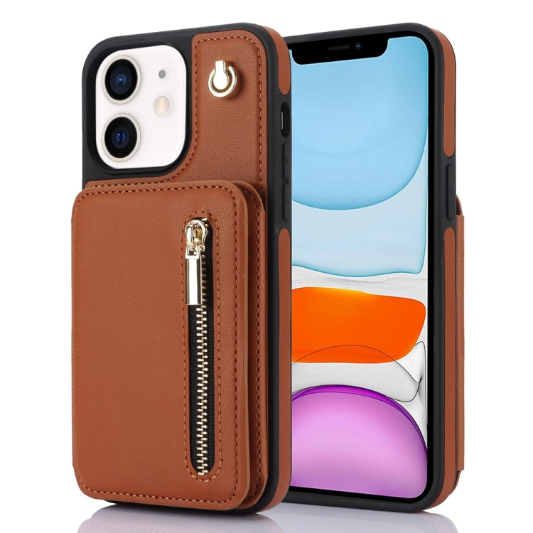 YM006 Skin Feel Zipper Card Bag Phone Case with Dual Lanyard, For iPhone 13 Pro Max��������������...