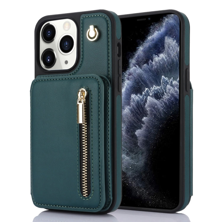 YM006 Skin Feel Zipper Card Bag Phone Case with Dual Lanyard, For iPhone 13 Pro Max��������������...