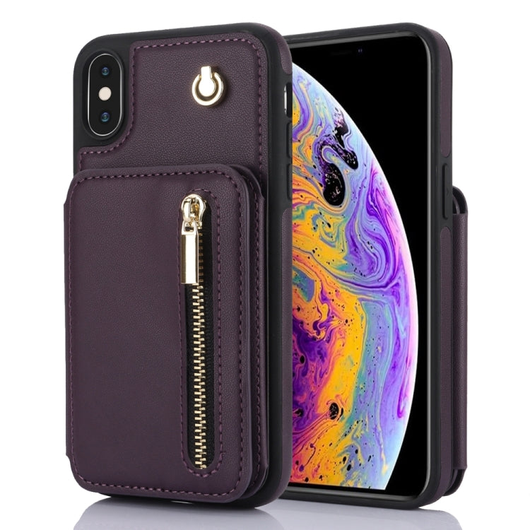 YM006 Skin Feel Zipper Card Bag Phone Case with Dual Lanyard, For iPhone 13 Pro Max��������������...