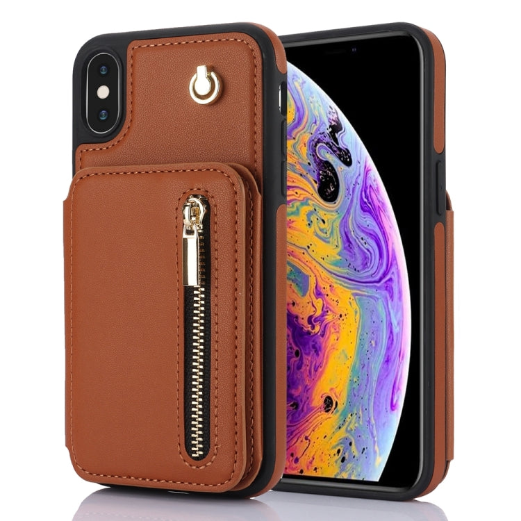 YM006 Skin Feel Zipper Card Bag Phone Case with Dual Lanyard, For iPhone 13 Pro Max��������������...
