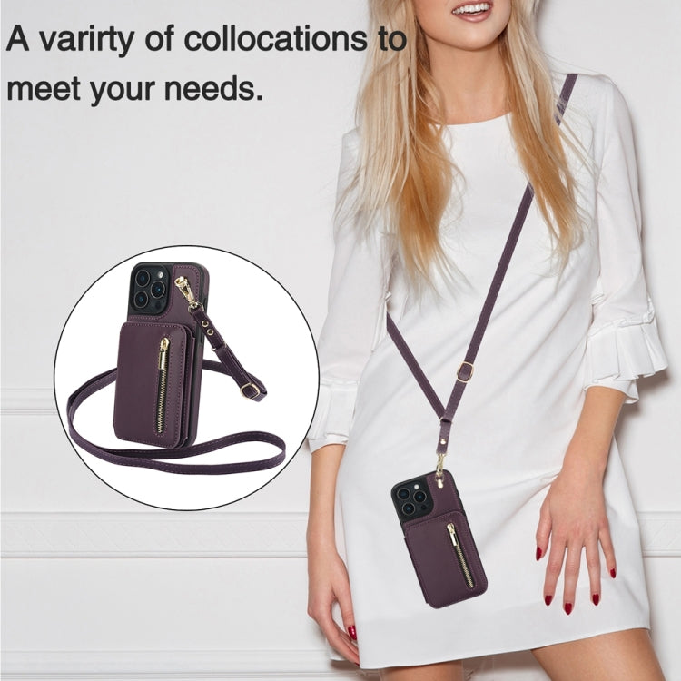 YM006 Skin Feel Zipper Card Bag Phone Case with Dual Lanyard, For iPhone 16 Pro Max��������������...