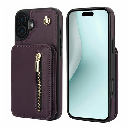 YM006 Skin Feel Zipper Card Bag Phone Case with Dual Lanyard, For iPhone 16 Pro Max��������������...
