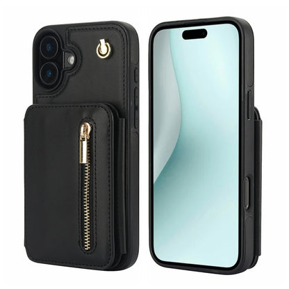 YM006 Skin Feel Zipper Card Bag Phone Case with Dual Lanyard, For iPhone 16 Pro Max��������������...