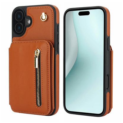 YM006 Skin Feel Zipper Card Bag Phone Case with Dual Lanyard, For iPhone 16 Pro Max��������������...
