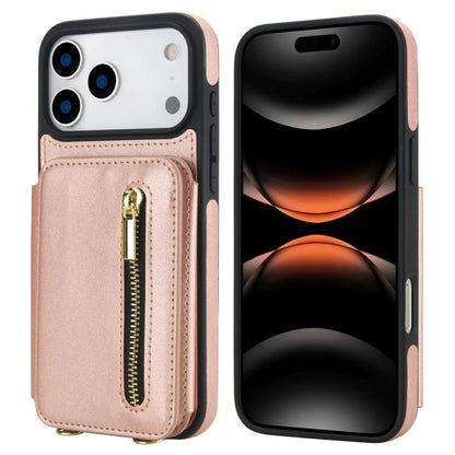 YM006 Skin Feel Zipper Card Bag Phone Case with Dual Lanyard