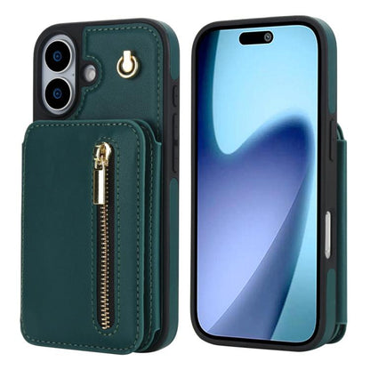 YM006 Skin Feel Zipper Card Bag Phone Case with Dual Lanyard