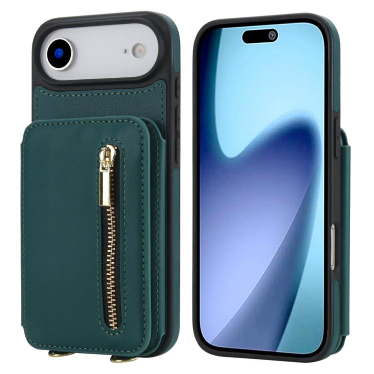YM006 Skin Feel Zipper Card Bag Phone Case with Dual Lanyard