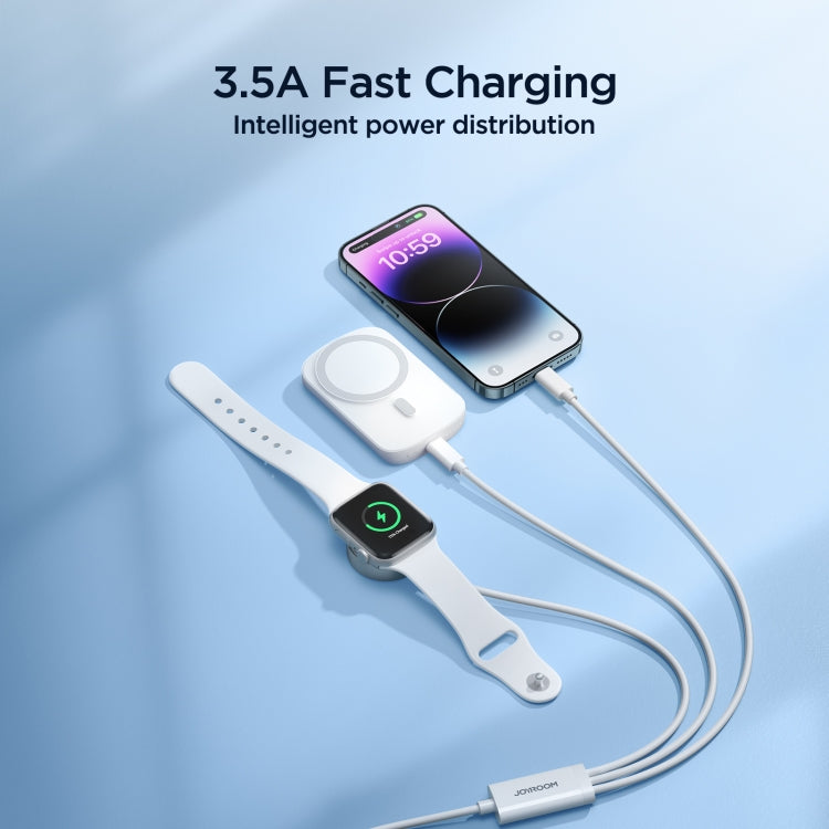 JOYROOM S-IW008 3 in 1 USB to 8 Pin + USB-C/Type-C + Magnetic Watch Wireless Charging Data Cable,...