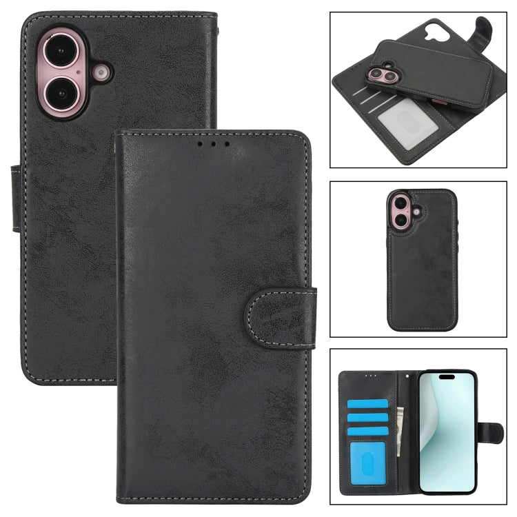 2 in 1 Detachable Phone Leather Case, For iPhone 16 Pro Max, For iPhone 16 Pro, For iPhone 16 Plu...