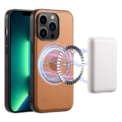 Denior Cowhide Texture Leather MagSafe Phone Case
