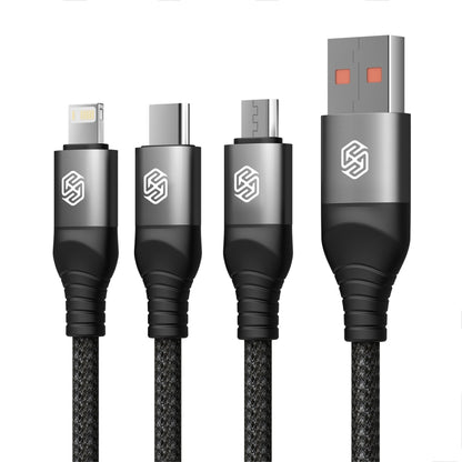 Nillkin Swift Pro 1m 3 in 1 USB to 8 Pin + Type-C + Micro USB Fast Charging Cable