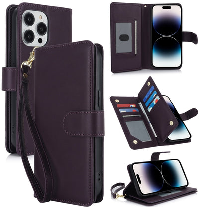 Multi-Card Wallet RFID Leather Phone Case, For iPhone 16e, For iPhone 16 Pro Max, For iPhone 16 P...