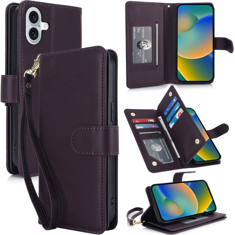 Multi-Card Wallet RFID Leather Phone Case, For iPhone 16e, For iPhone 16 Pro Max, For iPhone 16 P...
